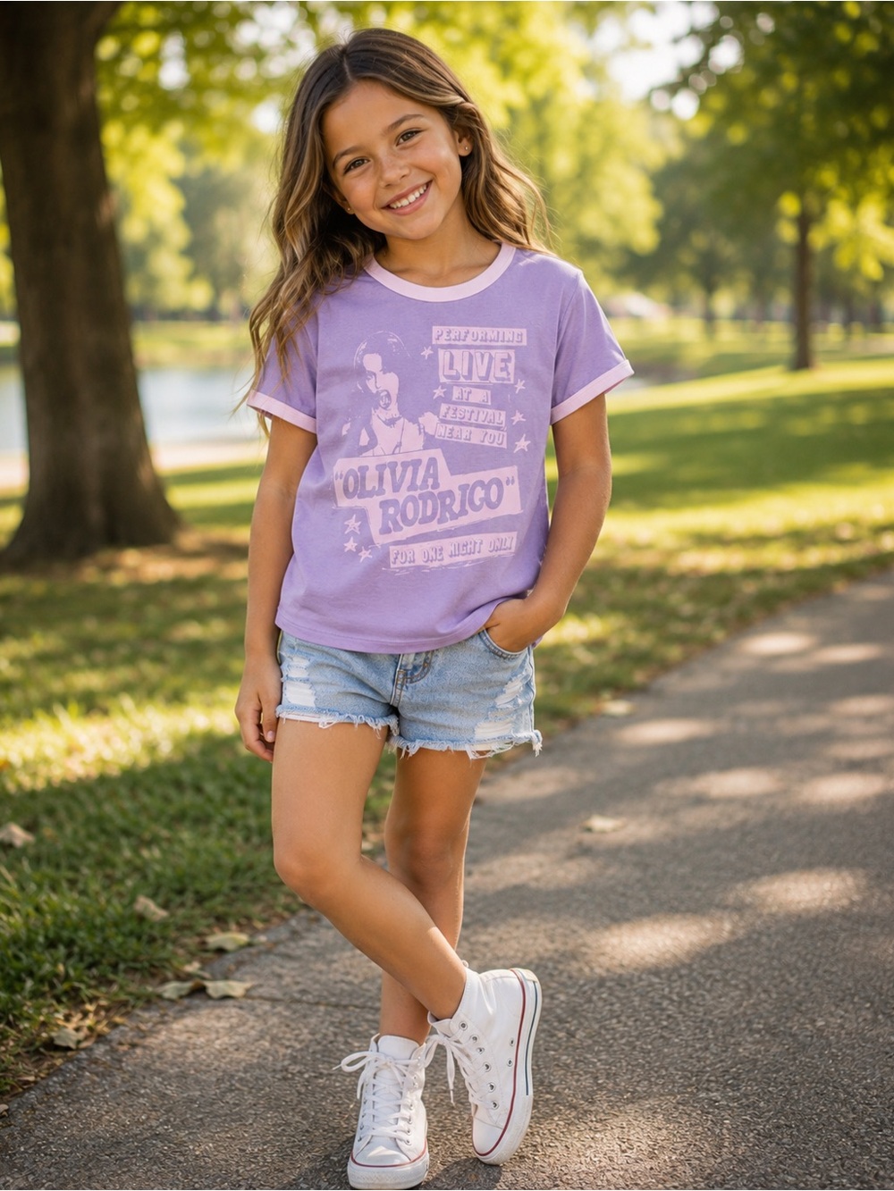 NWT New Olivia Rodrigo Girls Lavender Graphic Tee SZ small